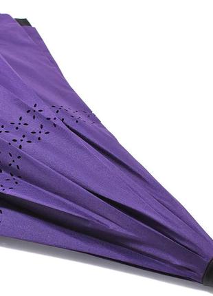Парасолька, навпаки lesko up-brella фіолетова смарт-зонт зворотного складання з ергономічною ручкою, розумна парасолька6 фото