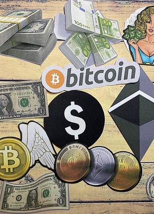 Наклейки, стикеры, наклейки биткоины
