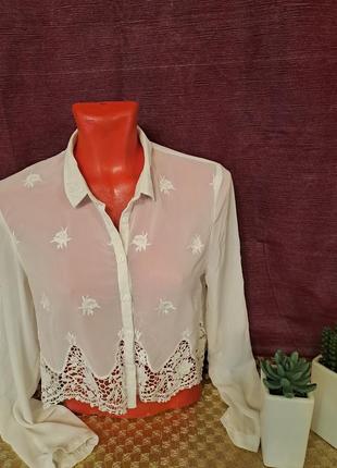 Белая блузка  в выбитых цветочках💥💋h&m