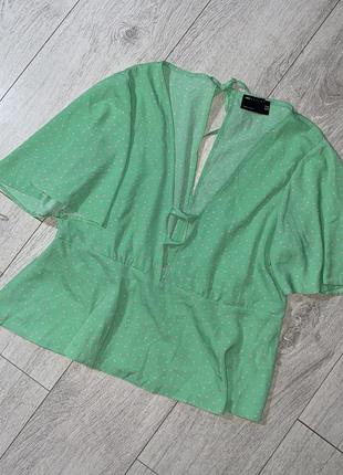 Яскраво-зелена блузка в горошок asos4 фото