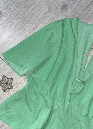 Зеленая блузка в горошек asos размер l4 фото