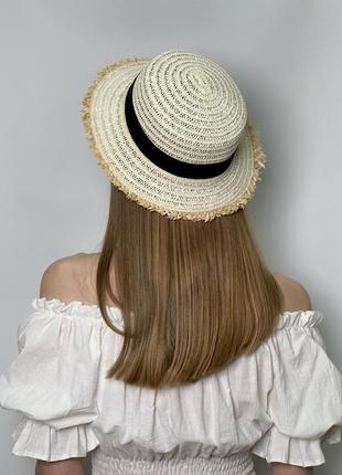 Соломенная шляпа с бахромой для летнего стиля и пляжных отдыхов, шляпа плетеная канотье4 фото