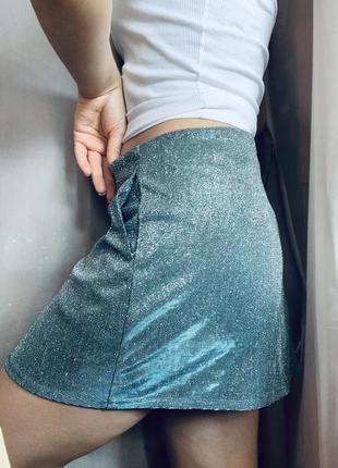 Серая юбка с блестками3 фото