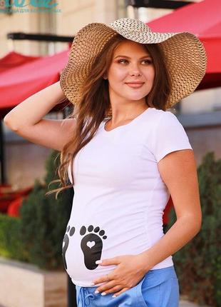 Стильна комфортна футболка для вагітних білий