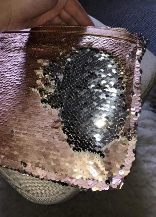 Сумка в пайетку чешуя клатч мини через плечо для девочки подростка