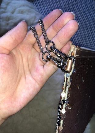 Сумка в пайетку чешуя клатч мини через плечо для девочки подростка