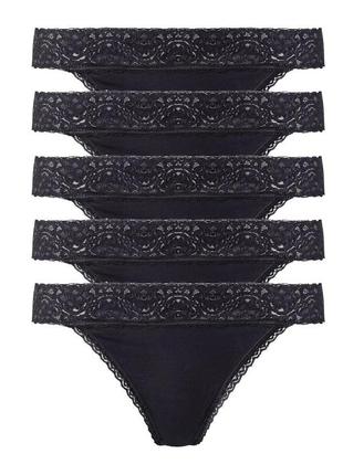 Комплект женских трусиков из 5 штук, размер m/l цвет черный