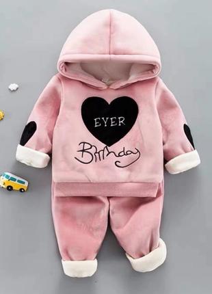 Теплий велюровий костюмчик для дівчинки