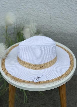 Шляпа женская федора летняя белая 54-58 см sl21035
