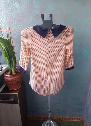 Блуза шифонова, блуза в горошок3 фото