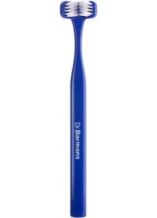 Зубна щітка dr. barman's superbrush regular тристороння м'яка синя (7032572876212-dark-blue)