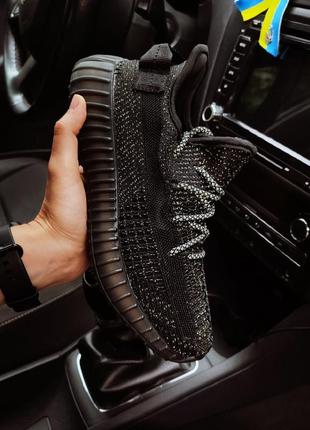 Женские кроссовки чёрные адидас adidas yeezy boost 350 v2 рефлектив5 фото