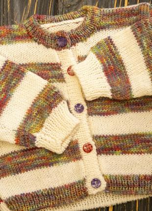 Шерстяной детский свитер ручной вязки3 фото