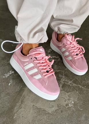 Трендовые кроссовки adidas campus x bad bunny pink premium розовые