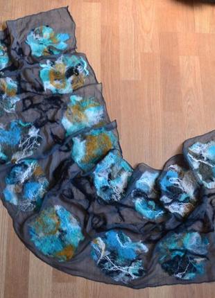 Валяный шелковый шарф из настоящего шелка3 фото