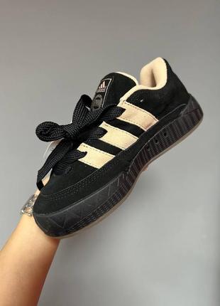 Крутезні кросівки adidas adimatic black peach premium чорні з персиковим6 фото