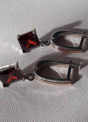 🛍 серьги серебро с золотом цирконий красный