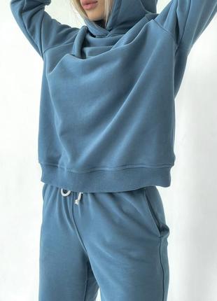 Трьохнитка преміум петля вищої якості жіночий трикотажний спортивний костюм джинсовий морська хвиля6 фото
