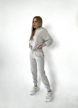 Трехнитка премиум петля високого качества женский трикотажний спортивный костюм песочный белый серый