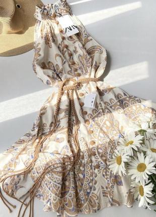 Жіноча літня сукня сарафан з поясом зара zara 4786/11110 фото