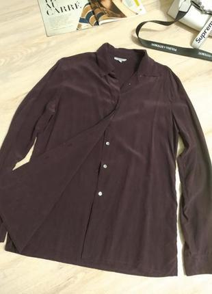 100% шелк, блузка рубашка фиолетово-чернильная из натурального шелка1 фото
