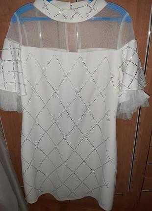 Біле шикарне плаття з камінням4 фото