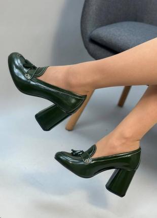 Экслюзивные туфли лодочки из итальянской кожи и замши женские на каблуке