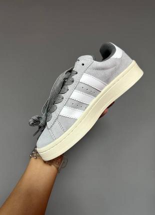 Adidas campus «grey» premium жіночі стильні кросівочки сірого кольору з білим замша демі женские модные кроссовки серые с белым8 фото