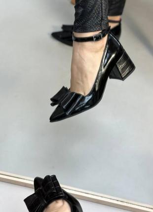 Экслюзивные туфли лодочки из итальянской кожи и замши женские на каблуке1 фото