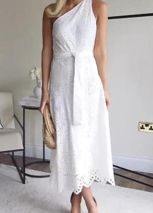 Біле бавовняне плаття zara з прошви, p. s, m, l2 фото