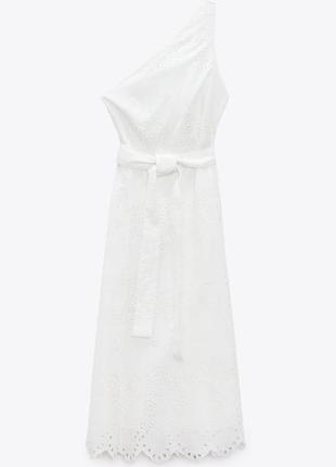 Біле бавовняне плаття zara з прошви, p. s, m, l5 фото
