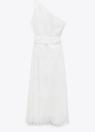 Біле бавовняне плаття zara з прошви, p. s, m, l8 фото