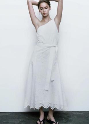 Біле бавовняне плаття zara з прошви, p. s, m, l7 фото