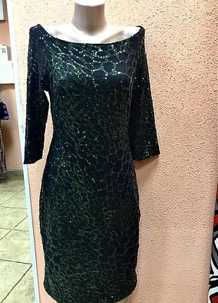 Плаття з відкритими плечима вечірнє у паетках f&f p.40 по фігурі