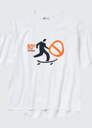 Экстра-оверсайз футболка uniqlo из коллекции skater "no skateboarding" (by shinpei ueno)2 фото