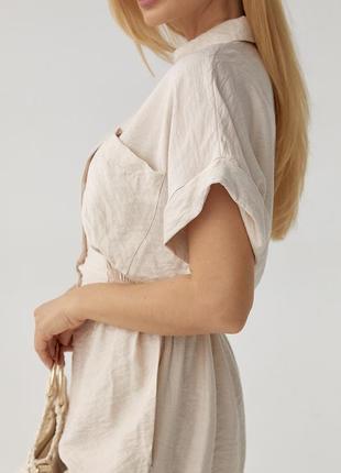 Жіночий літній комбінезон із шортами — бежевий колір, s (є розміри)4 фото