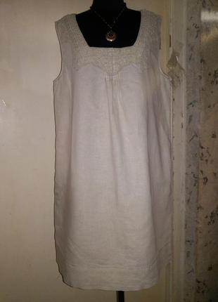 Лляна-бавовна,чудова сукня-туніка з кишенями,з мереживом,бохо,німеччина1 фото