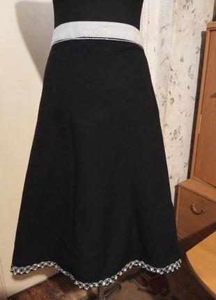 Льняная-хлопок,летняя юбка-трапеция с вставками,бохо,большого размера,stockerpoint2 фото