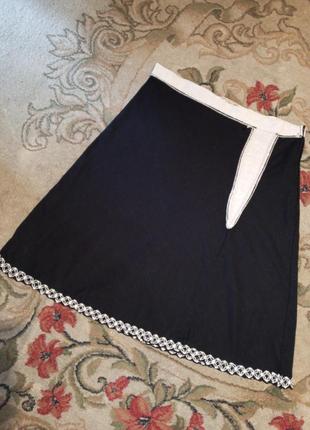 Льняная-хлопок,летняя юбка-трапеция с вставками,бохо,большого размера,stockerpoint4 фото