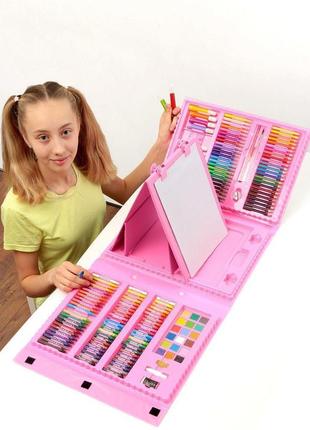 Набор для творчества и рисования в чемодане из 208 предметов розовый и синий5 фото