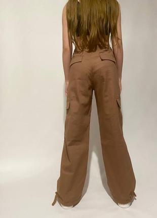 Дитячі штани карго мокко штани підліткові широкі з кишенями для дівчинки