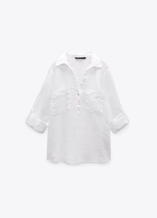 Біла лляна сорочка zara