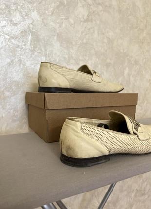 Итальянские бежевые туфли vero cuoio мужские низкий ход 44 кожаные2 фото