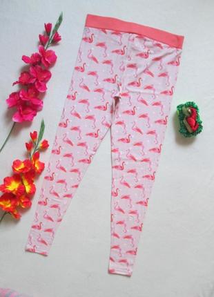 Суперовые хлопковые стрейчевые домашние штаны лосины принт фламинго primark.3 фото