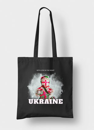 Эко-сумка, шоппер, с этническим принтом "лялька-мотанка. мотанка. motanka doll. украина. vhaine" push4 фото