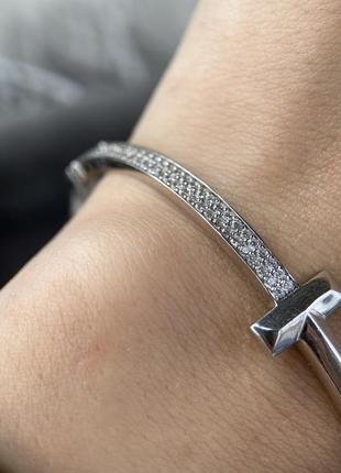 Стильний срібний жіночий браслет на застібці з камінням tiffany, тіфані 925 проба5 фото