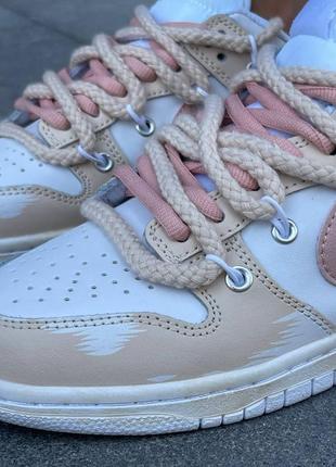 Жіночі кросівки найк nike sb dunk custom beige pink5 фото