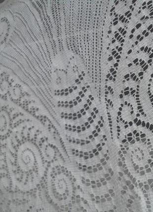 Треугольный хлопковый ажурный молочного цвета палантин косынка шарф шаль с кистями англия