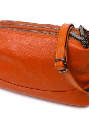 Сумка шкіряна через плече руда жіноча 3 відділення