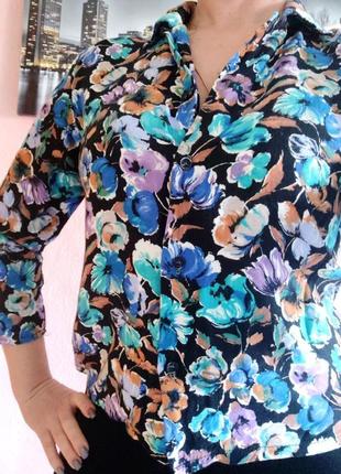 Від ann reeves яскрава жіноча сорочка, блузка кофта, з квітковим принтом на ґудзиках